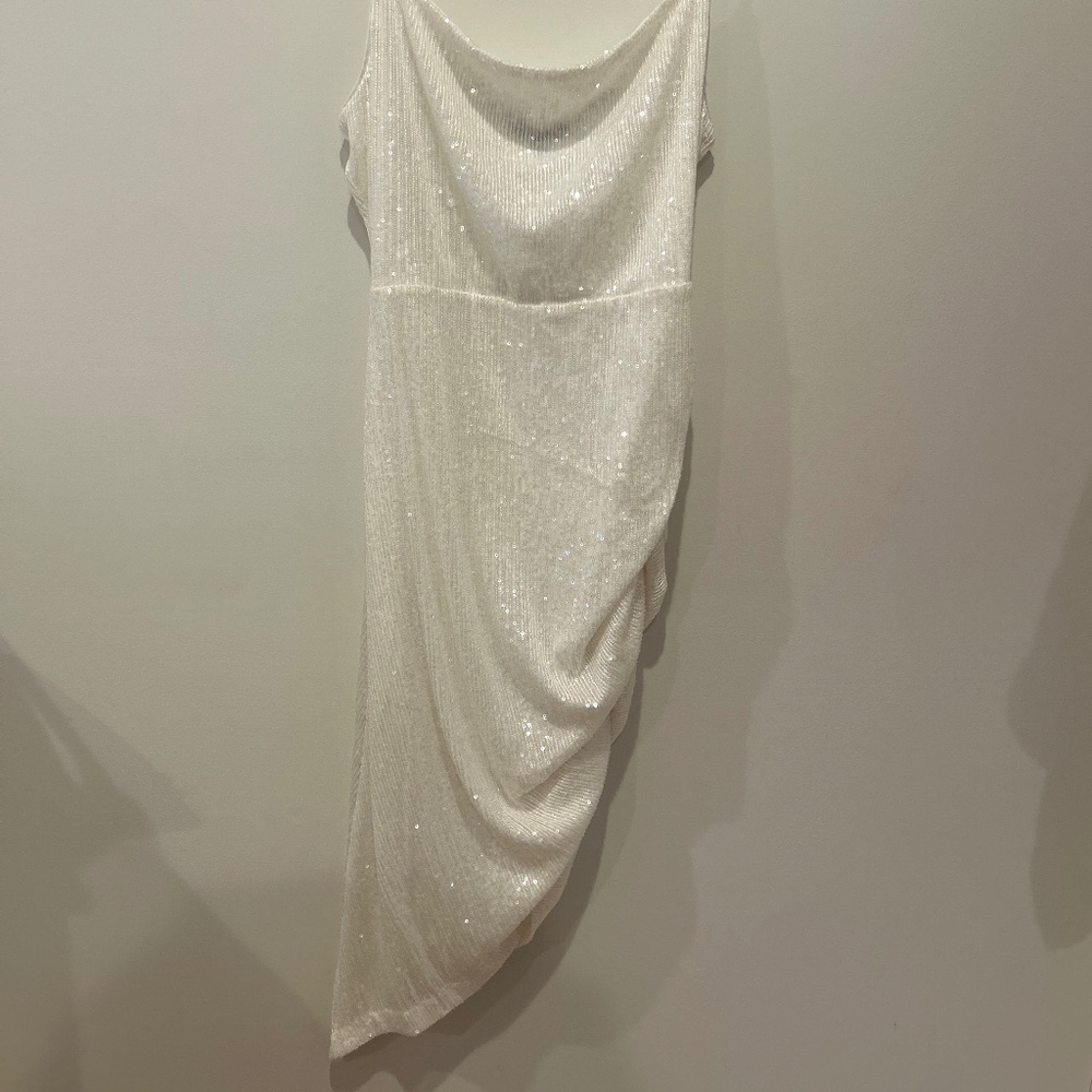 Express White Sequin Drape Slip Dress- Size (S)